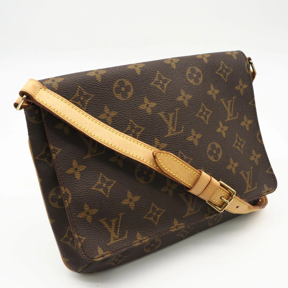 Louis Vuitton Monogram Musette Tango Shoulder Bag Brown Canvas Leather
